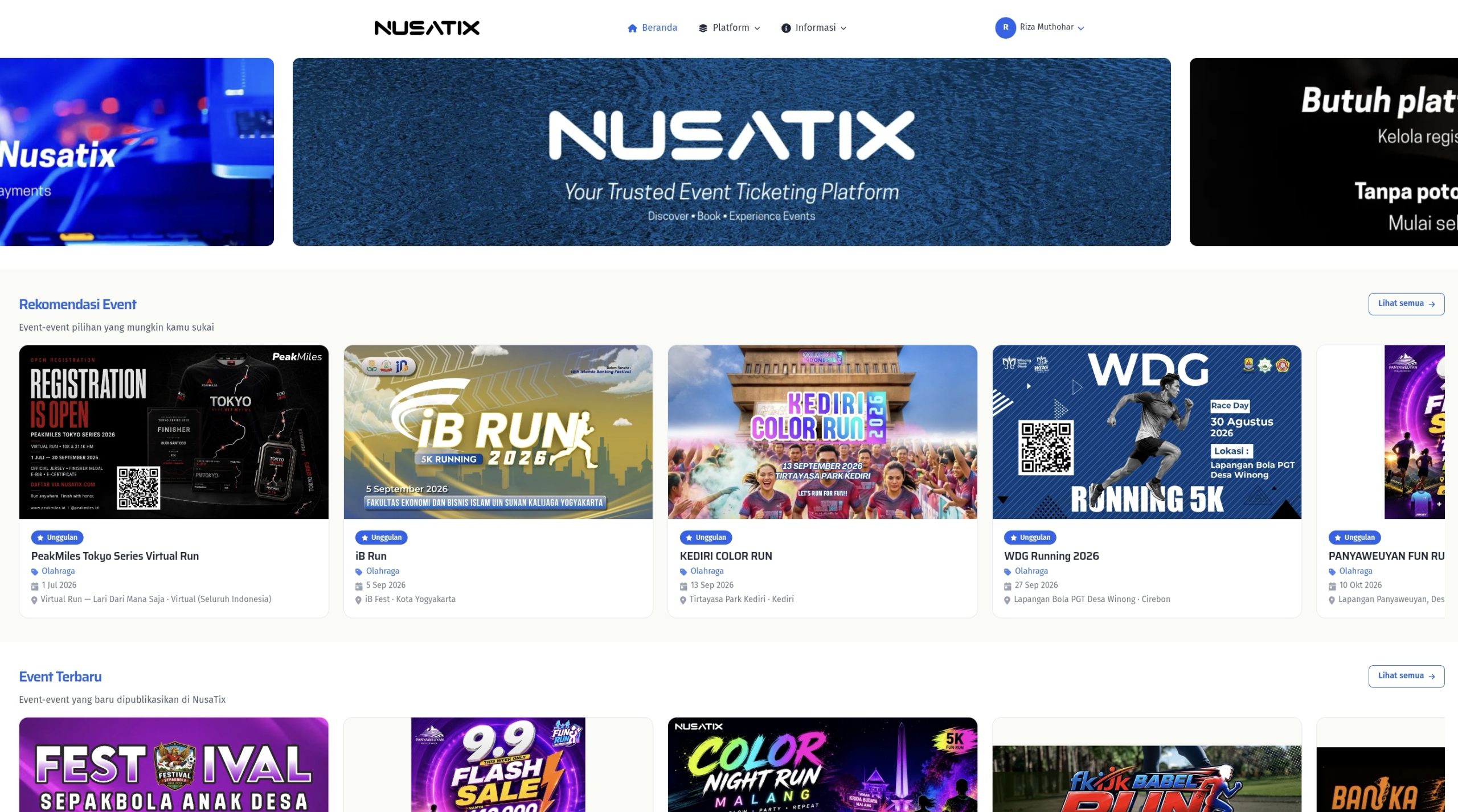 Tampilan Web Nusa Tix