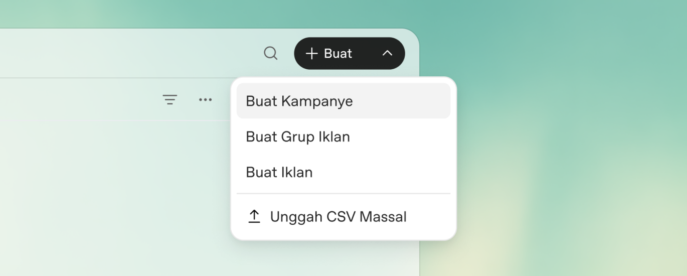 Antarmuka Ads Manager untuk membuat kampanye iklan ChatGPT